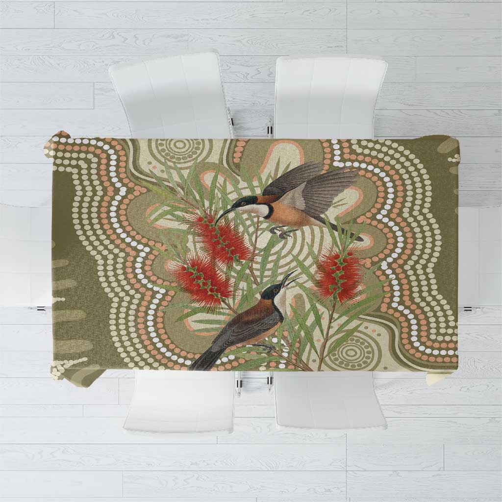 Australia Eastern Spinebill Tablecloth Aussie Honeyeater Bottlebrush Indigenous Art - Aussie Hoodie