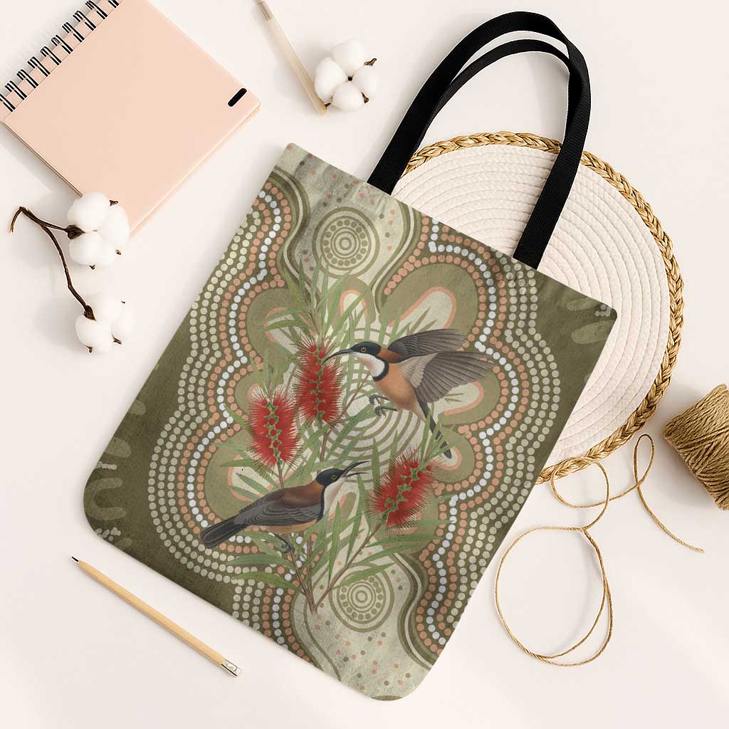 Australia Eastern Spinebill Tote Bag Aussie Honeyeater Bottlebrush Indigenous Art - Aussie Hoodie