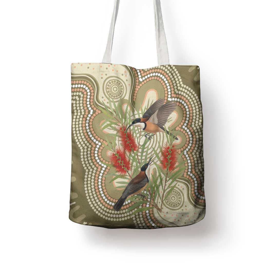 Australia Eastern Spinebill Tote Bag Aussie Honeyeater Bottlebrush Indigenous Art - Aussie Hoodie