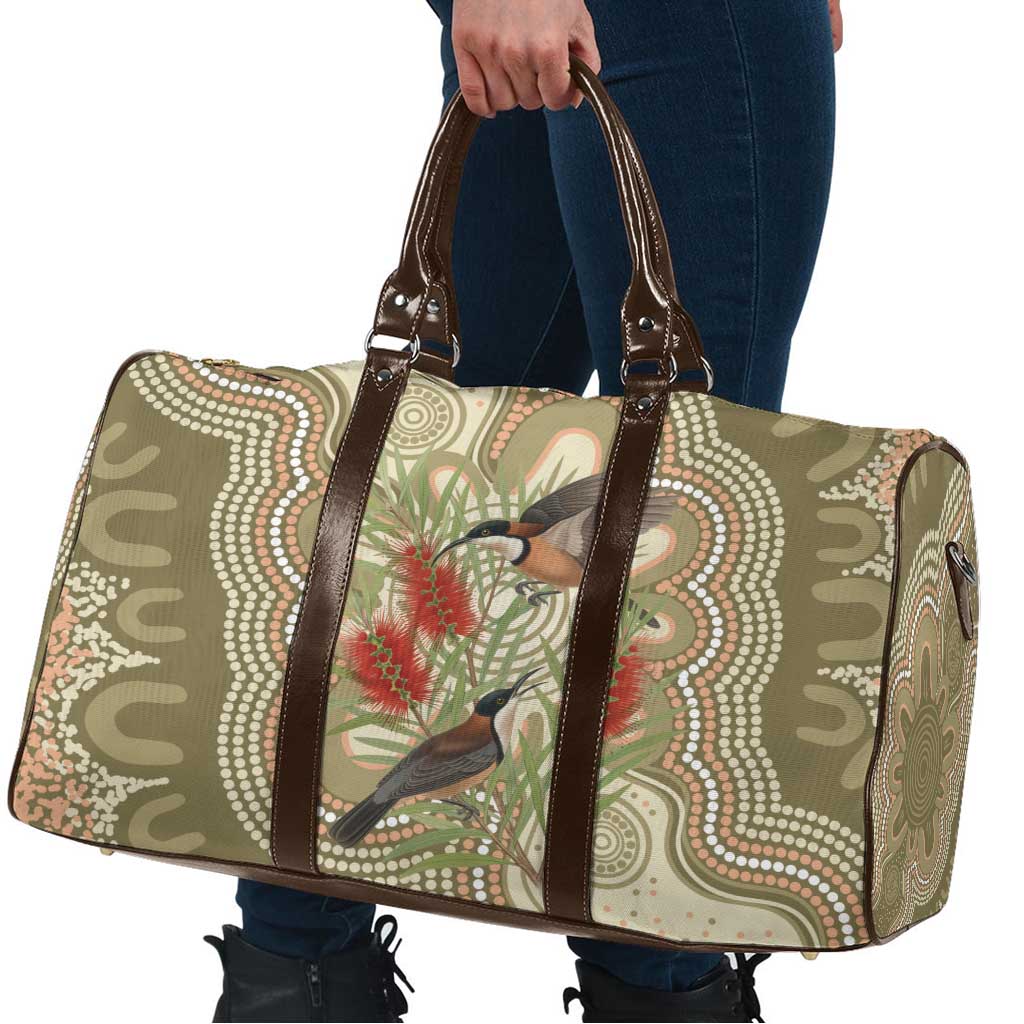 Australia Eastern Spinebill Travel Bag Aussie Honeyeater Bottlebrush Indigenous Art - Aussie Hoodie
