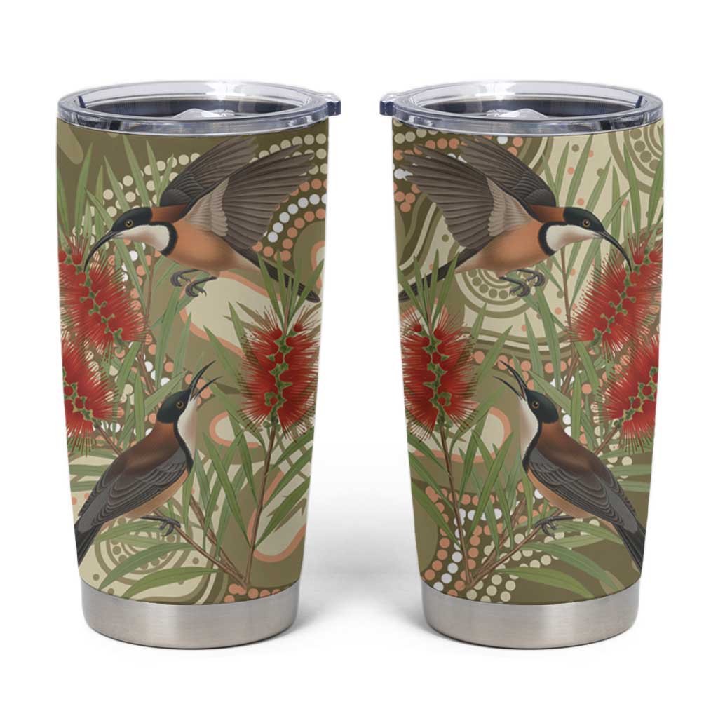 Australia Eastern Spinebill Tumbler Cup Aussie Honeyeater Bottlebrush Indigenous Art - Aussie Hoodie