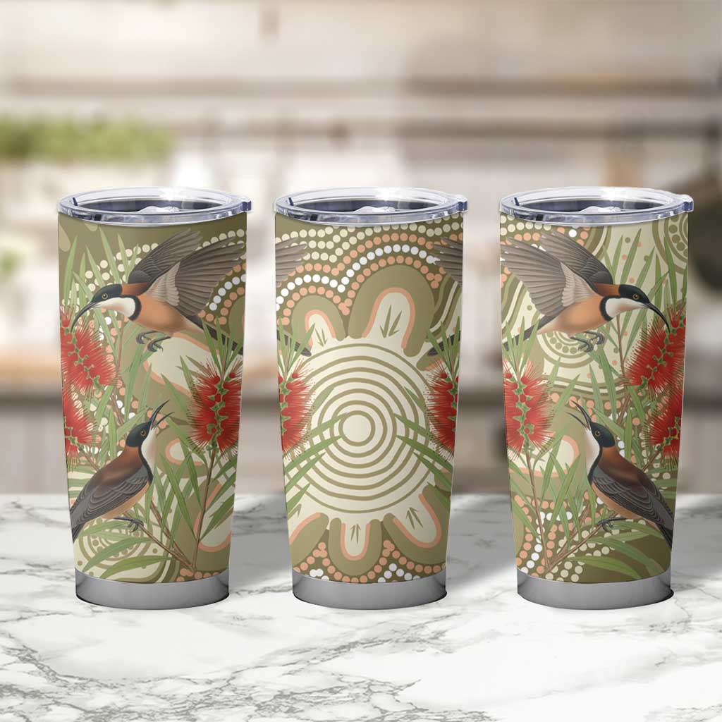 Australia Eastern Spinebill Tumbler Cup Aussie Honeyeater Bottlebrush Indigenous Art - Aussie Hoodie