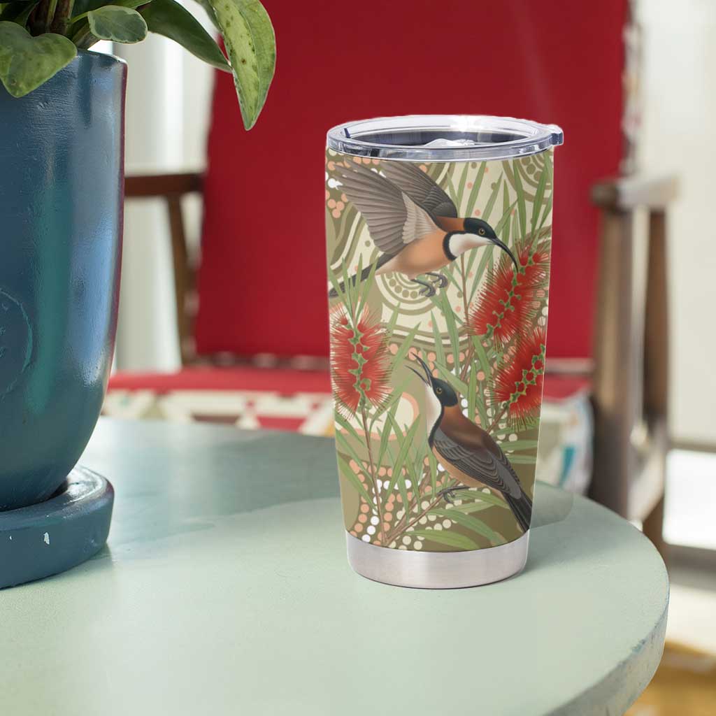 Australia Eastern Spinebill Tumbler Cup Aussie Honeyeater Bottlebrush Indigenous Art - Aussie Hoodie