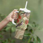 Australia Eastern Spinebill Tumbler With Handle Aussie Honeyeater Bottlebrush Indigenous Art - Aussie Hoodie