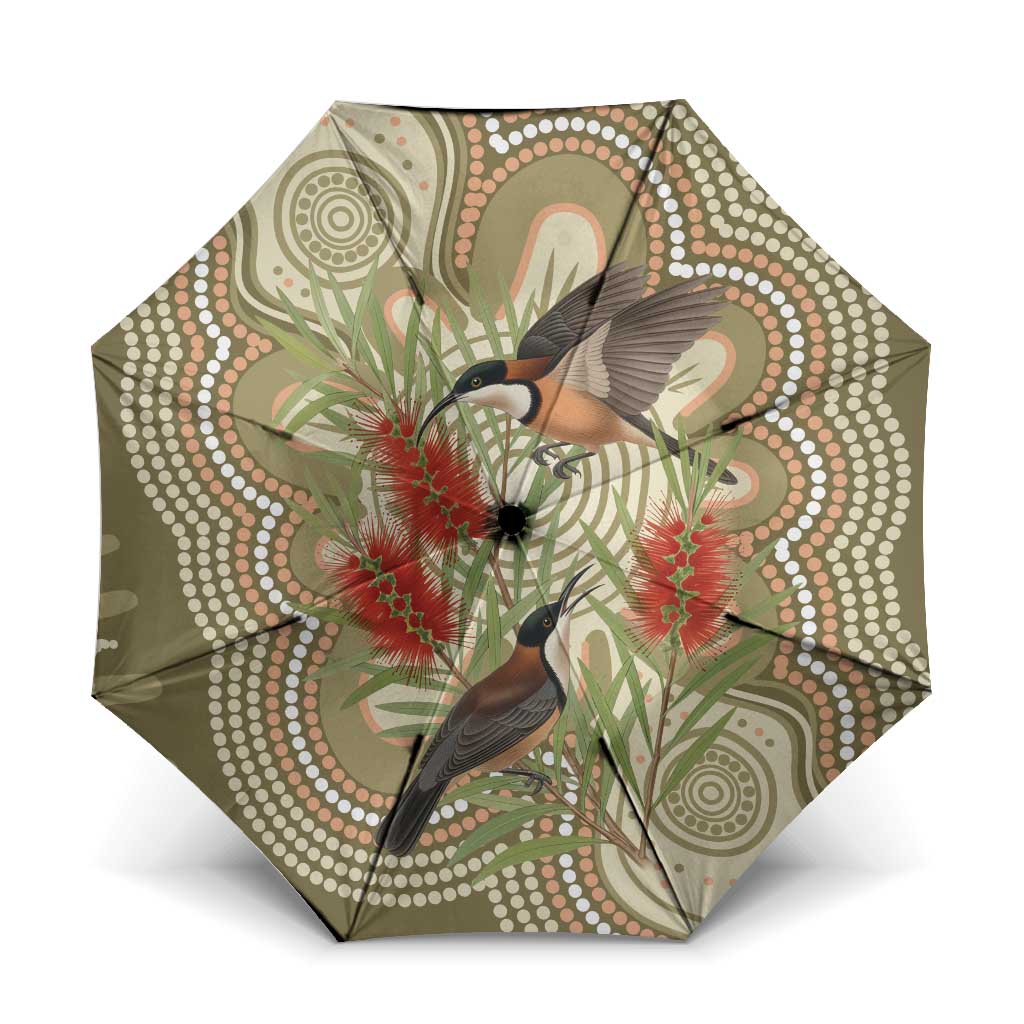 Australia Eastern Spinebill Umbrella Aussie Honeyeater Bottlebrush Indigenous Art - Aussie Hoodie