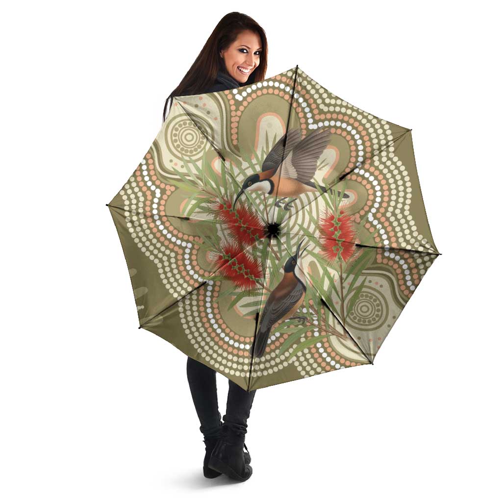 Australia Eastern Spinebill Umbrella Aussie Honeyeater Bottlebrush Indigenous Art - Aussie Hoodie