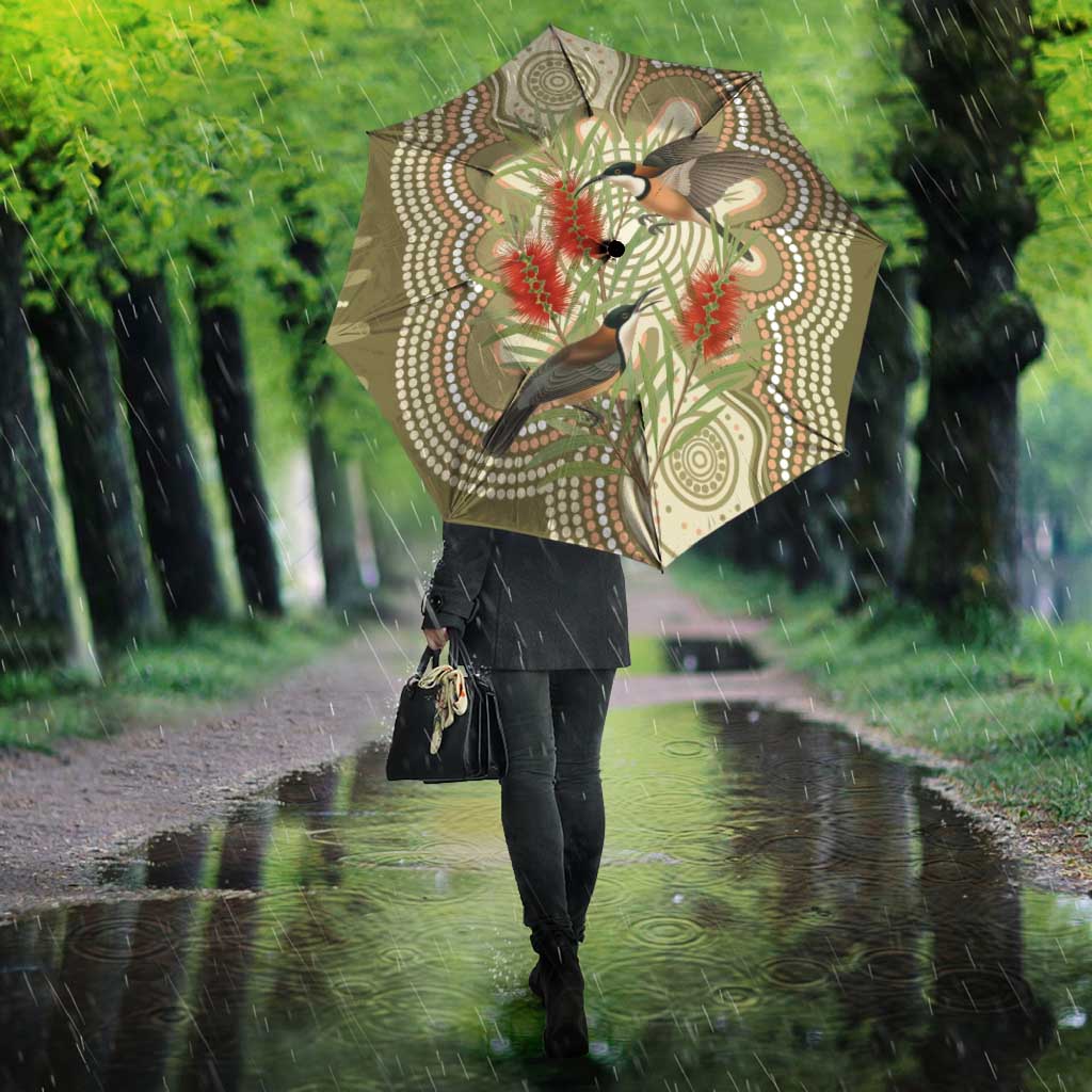 Australia Eastern Spinebill Umbrella Aussie Honeyeater Bottlebrush Indigenous Art - Aussie Hoodie