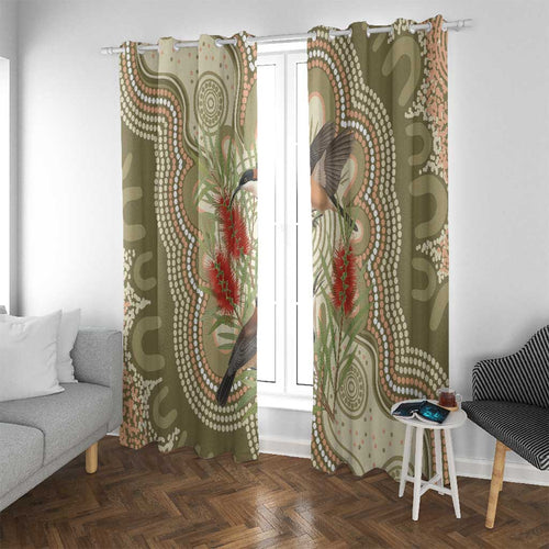 Australia Eastern Spinebill Window Curtain Aussie Honeyeater Bottlebrush Indigenous Art - Aussie Hoodie