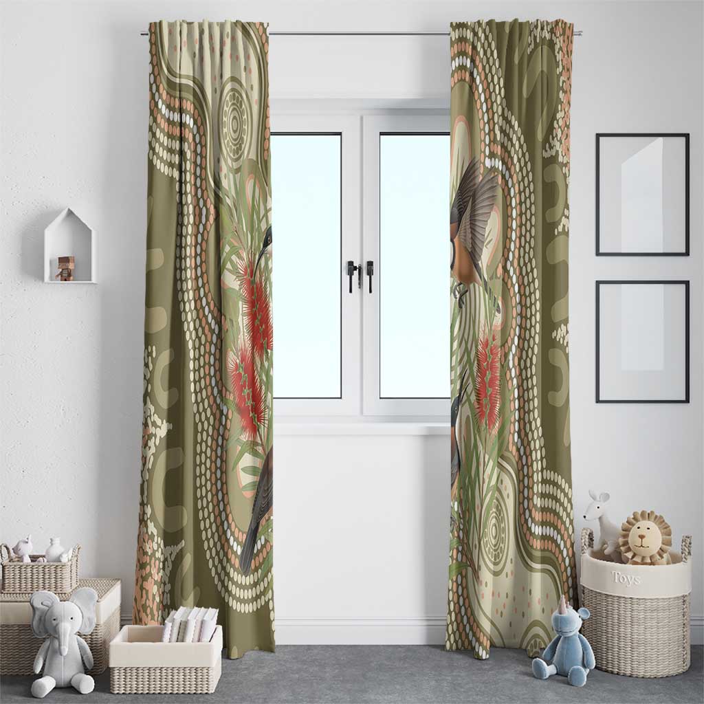 Australia Eastern Spinebill Window Curtain Aussie Honeyeater Bottlebrush Indigenous Art - Aussie Hoodie