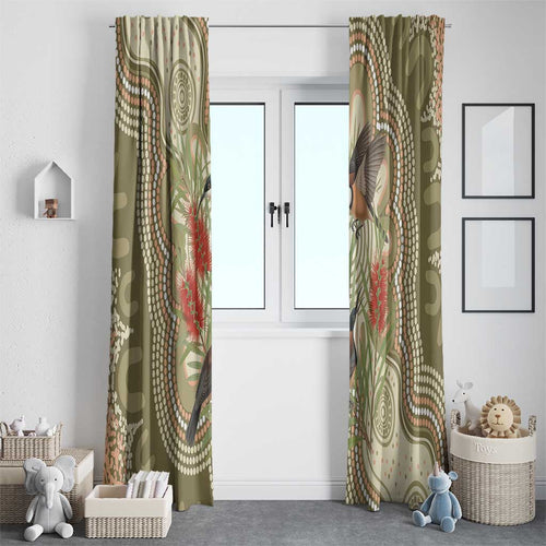 Australia Eastern Spinebill Window Curtain Aussie Honeyeater Bottlebrush Indigenous Art - Aussie Hoodie