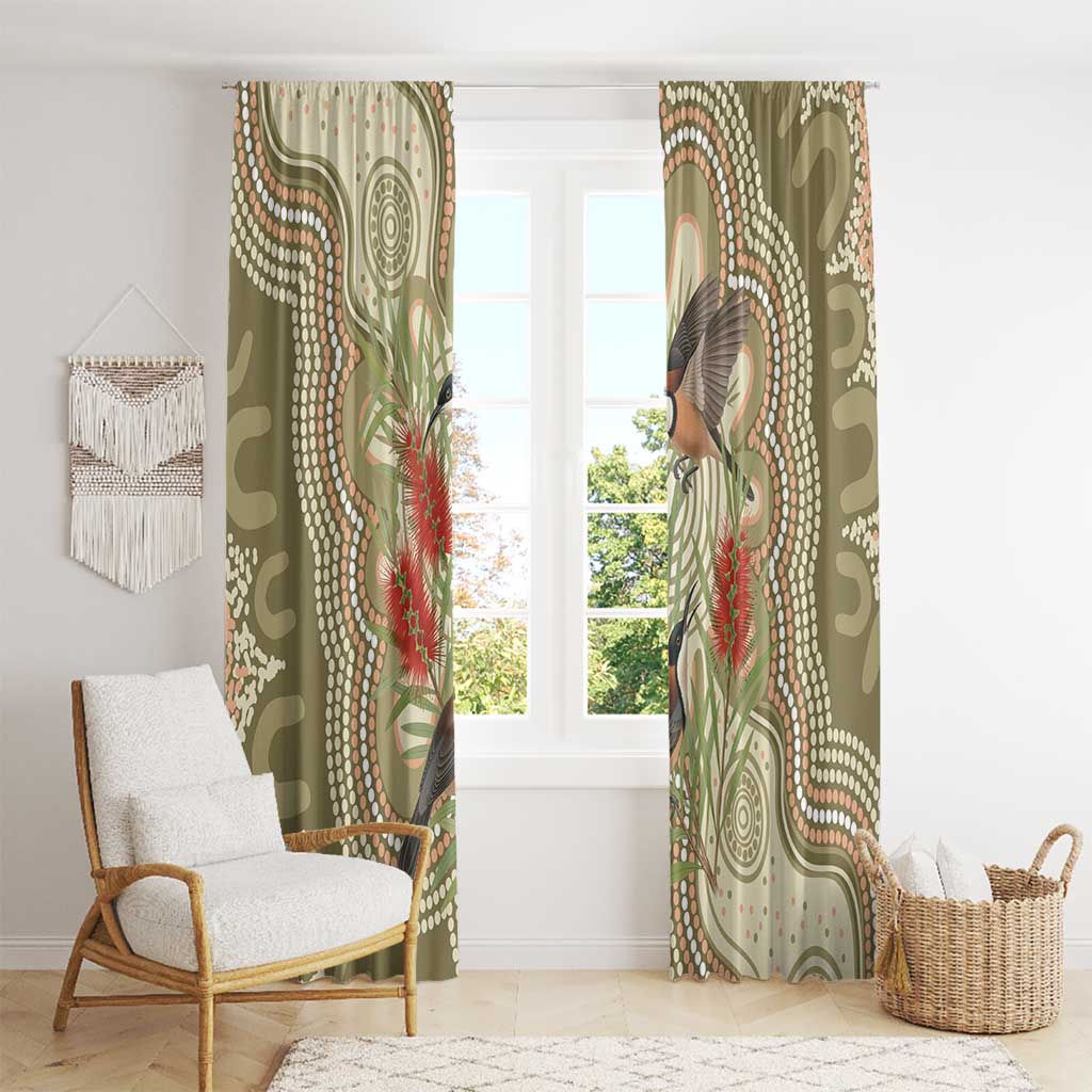 Australia Eastern Spinebill Window Curtain Aussie Honeyeater Bottlebrush Indigenous Art - Aussie Hoodie