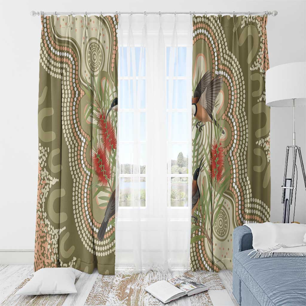 Australia Eastern Spinebill Window Curtain Aussie Honeyeater Bottlebrush Indigenous Art - Aussie Hoodie