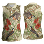 Australia Eastern Spinebill Women Sleeveless Polo Shirt Aussie Honeyeater Bottlebrush Indigenous Art - Aussie Hoodie