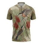 Australia Eastern Spinebill Zipper Polo Shirt Aussie Honeyeater Bottlebrush Indigenous Art - Aussie Hoodie