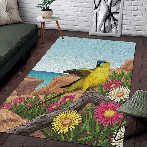 Australia Rock Parrot Area Rug Pigface Carpobrotus Rocky Island Vibes - Aussie Hoodie