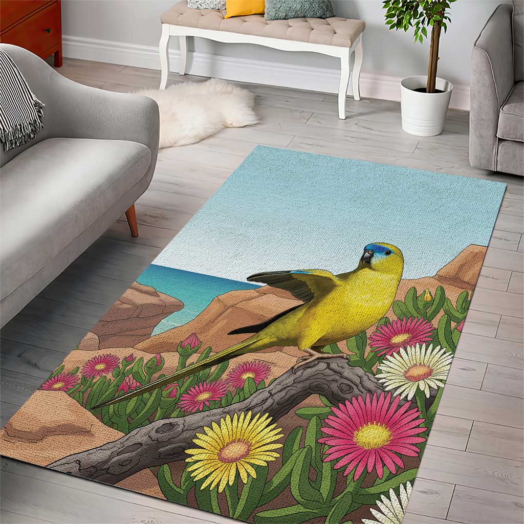 Australia Rock Parrot Area Rug Pigface Carpobrotus Rocky Island Vibes - Aussie Hoodie