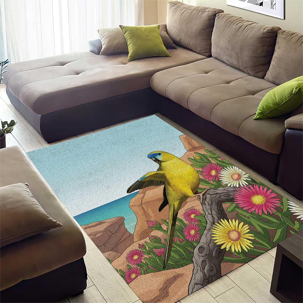 Australia Rock Parrot Area Rug Pigface Carpobrotus Rocky Island Vibes - Aussie Hoodie