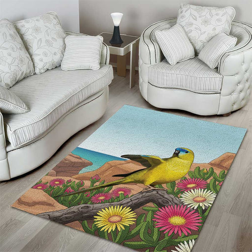 Australia Rock Parrot Area Rug Pigface Carpobrotus Rocky Island Vibes - Aussie Hoodie