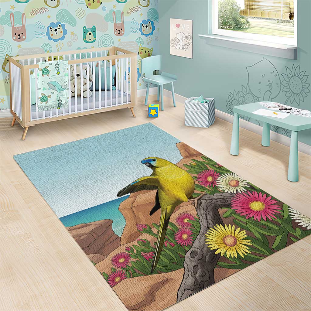 Australia Rock Parrot Area Rug Pigface Carpobrotus Rocky Island Vibes - Aussie Hoodie