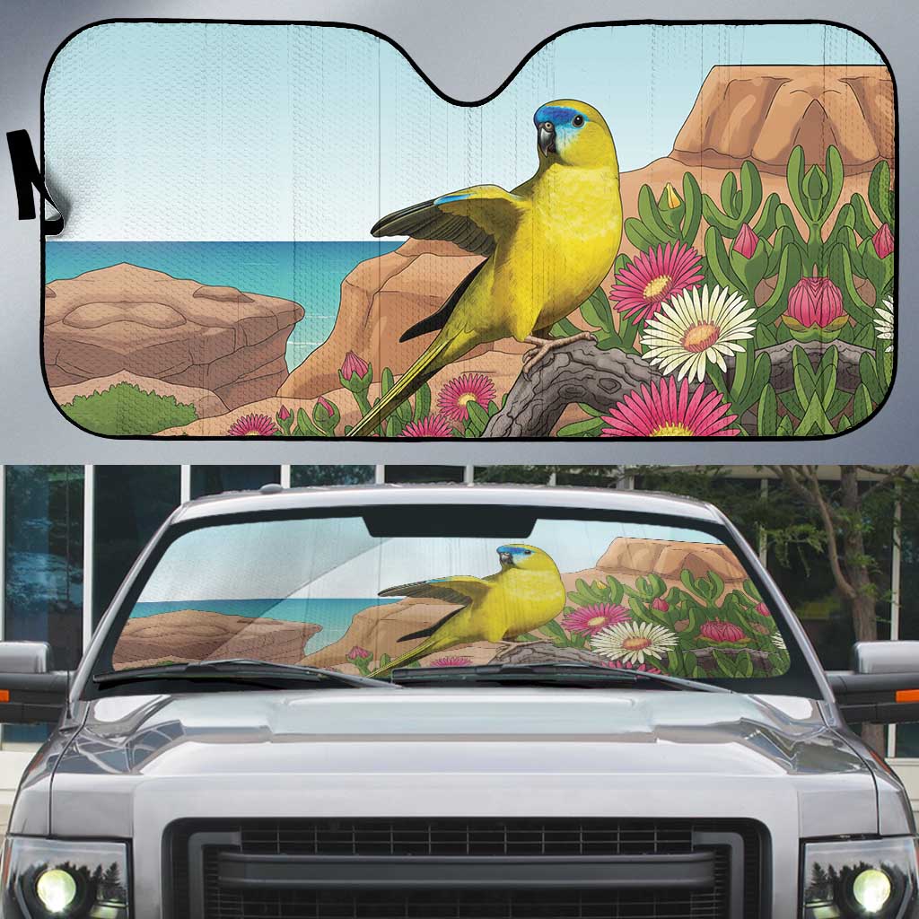 Australia Rock Parrot Auto Sun Shade Pigface Carpobrotus Rocky Island Vibes - Aussie Hoodie