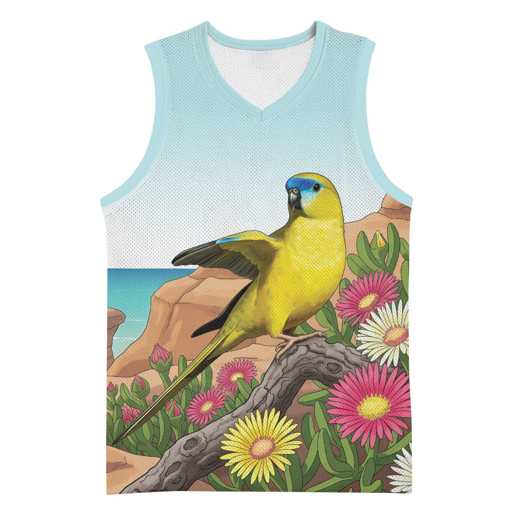 Australia Rock Parrot Basketball Jersey Pigface Carpobrotus Rocky Island Vibes - Aussie Hoodie