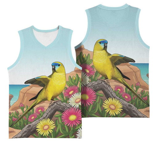 Australia Rock Parrot Basketball Jersey Pigface Carpobrotus Rocky Island Vibes - Aussie Hoodie