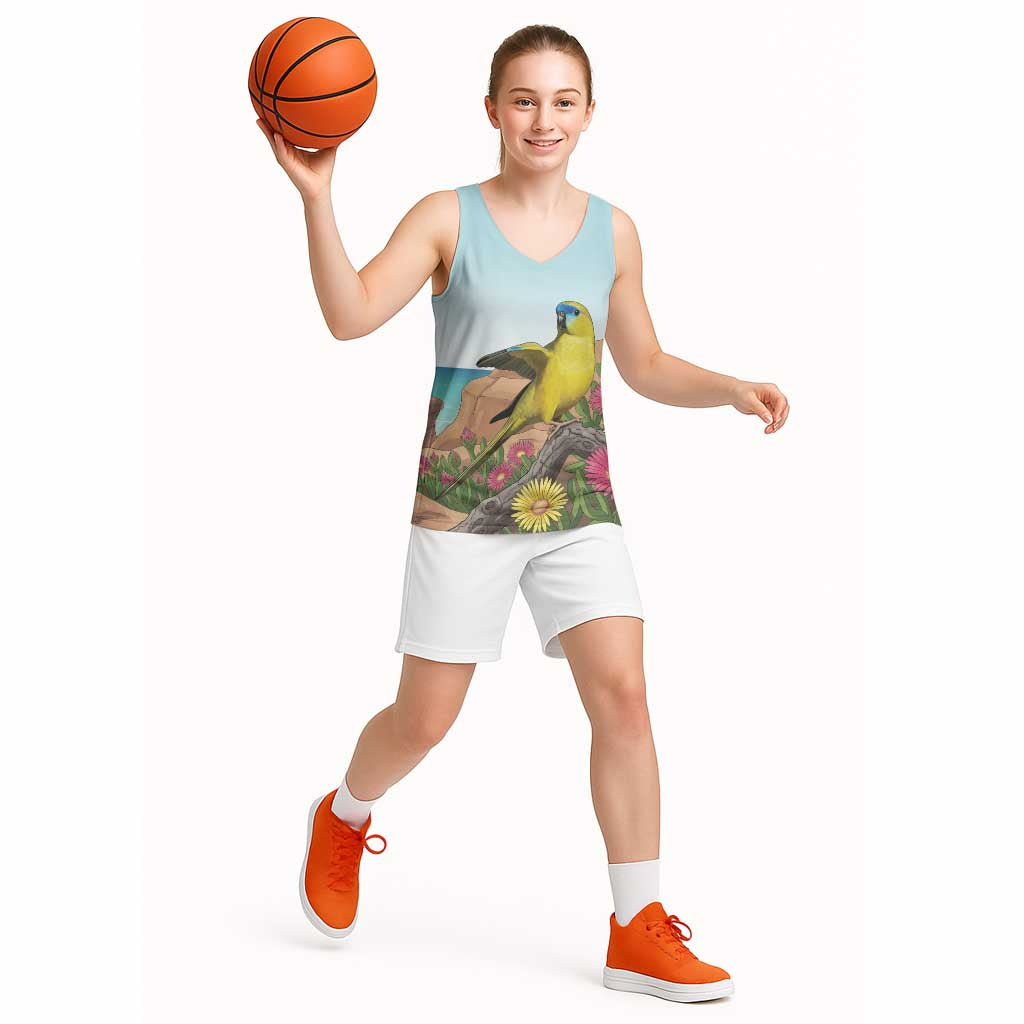 Australia Rock Parrot Basketball Jersey Pigface Carpobrotus Rocky Island Vibes - Aussie Hoodie