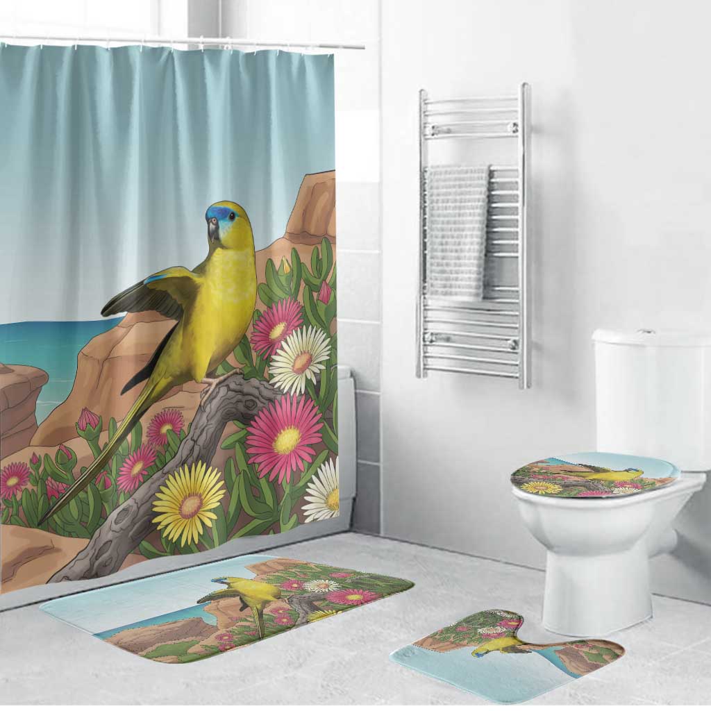 Australia Rock Parrot Bathroom Set Pigface Carpobrotus Rocky Island Vibes - Aussie Hoodie
