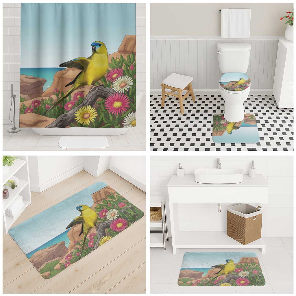 Australia Rock Parrot Bathroom Set Pigface Carpobrotus Rocky Island Vibes - Aussie Hoodie