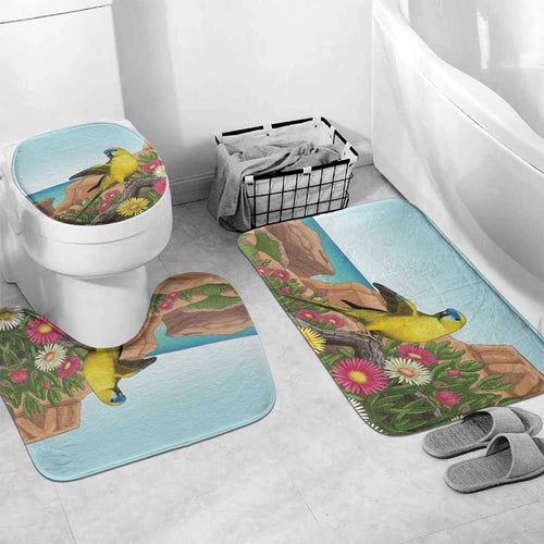 Australia Rock Parrot Bathroom Set Pigface Carpobrotus Rocky Island Vibes - Aussie Hoodie