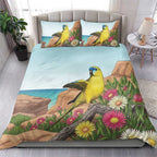 Australia Rock Parrot Bedding Set Pigface Carpobrotus Rocky Island Vibes - Aussie Hoodie