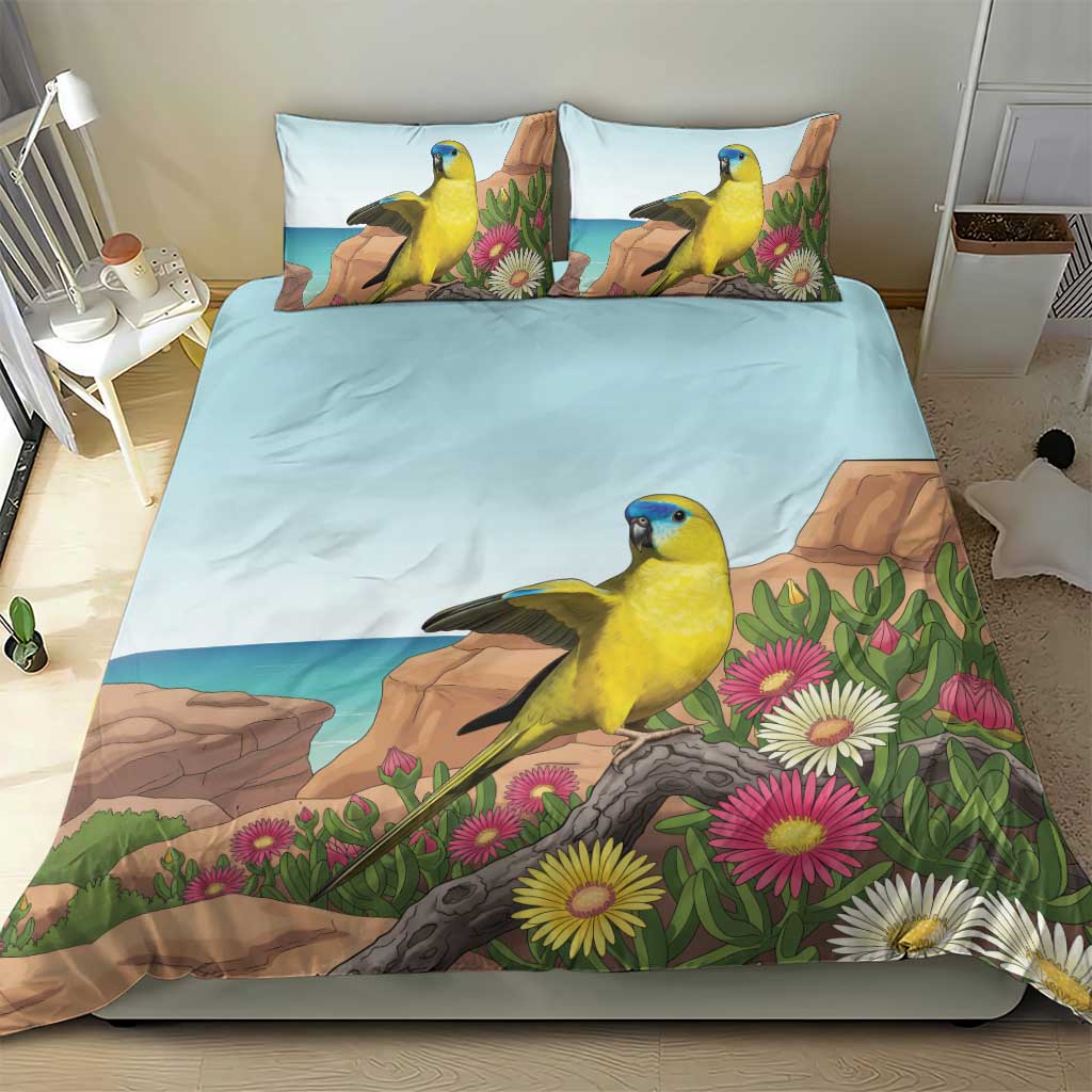 Australia Rock Parrot Bedding Set Pigface Carpobrotus Rocky Island Vibes - Aussie Hoodie