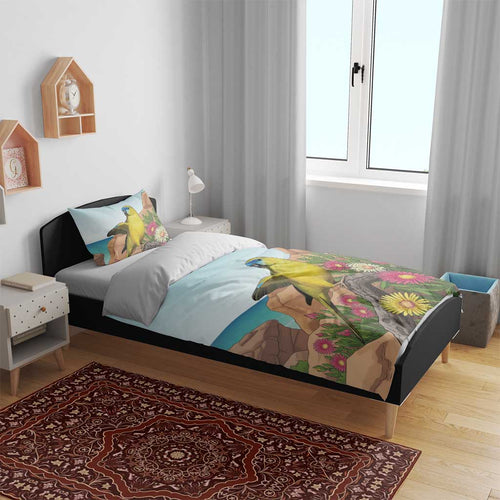 Australia Rock Parrot Bedding Set Pigface Carpobrotus Rocky Island Vibes - Aussie Hoodie
