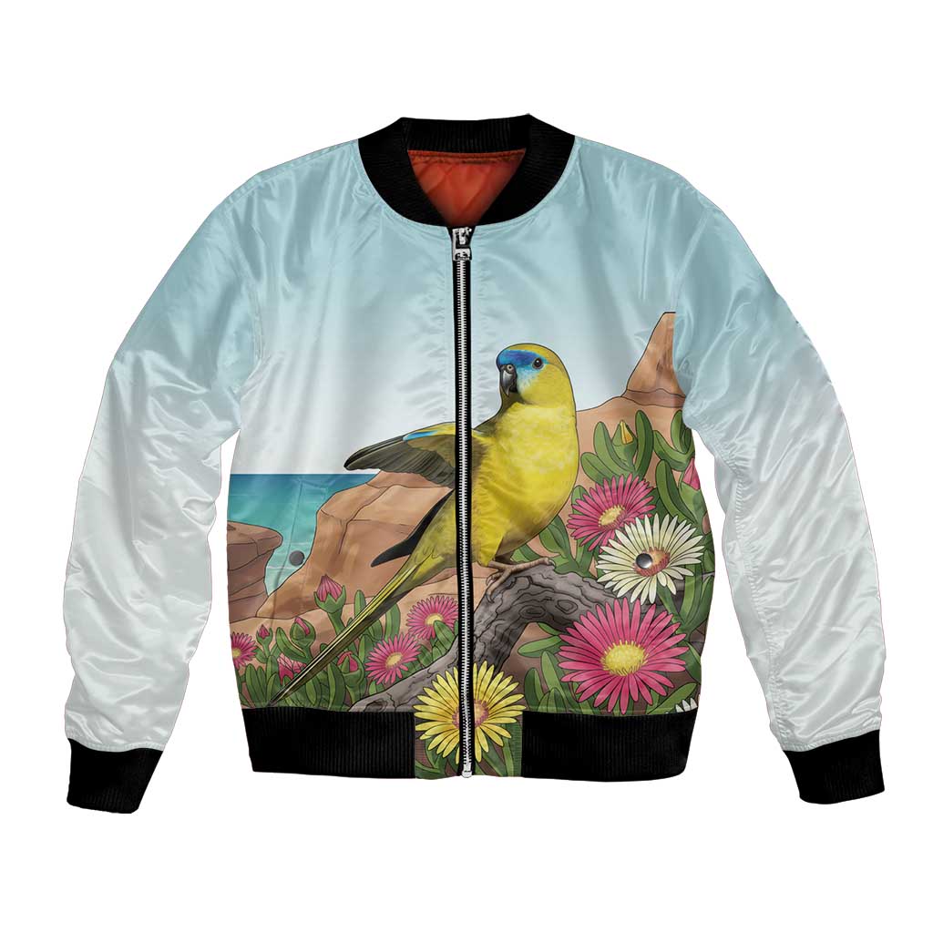 Australia Rock Parrot Bomber Jacket Pigface Carpobrotus Rocky Island Vibes - Aussie Hoodie