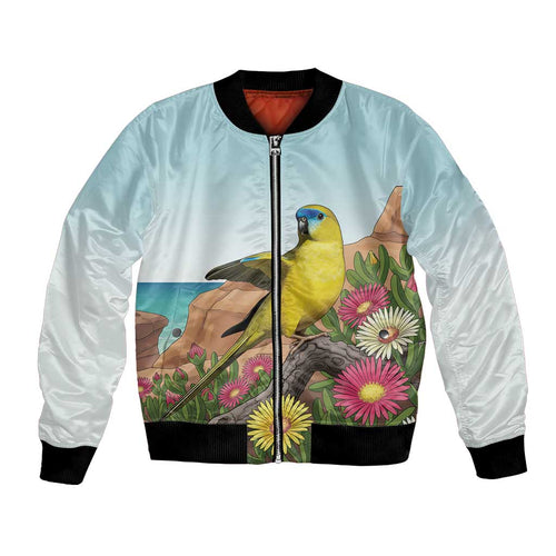 Australia Rock Parrot Bomber Jacket Pigface Carpobrotus Rocky Island Vibes - Aussie Hoodie