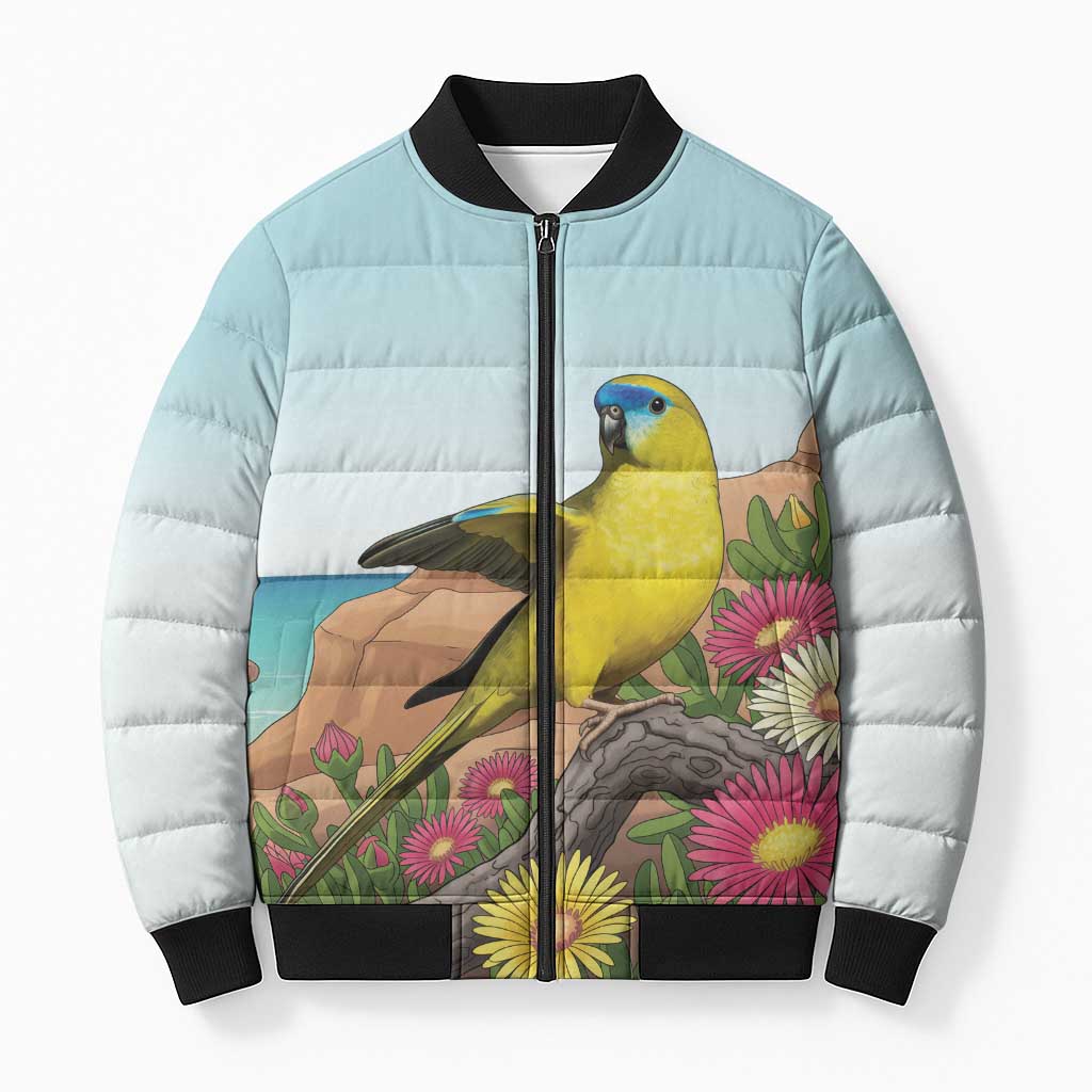 Australia Rock Parrot Bomber Puffer Jacket Pigface Carpobrotus Rocky Island Vibes - Aussie Hoodie