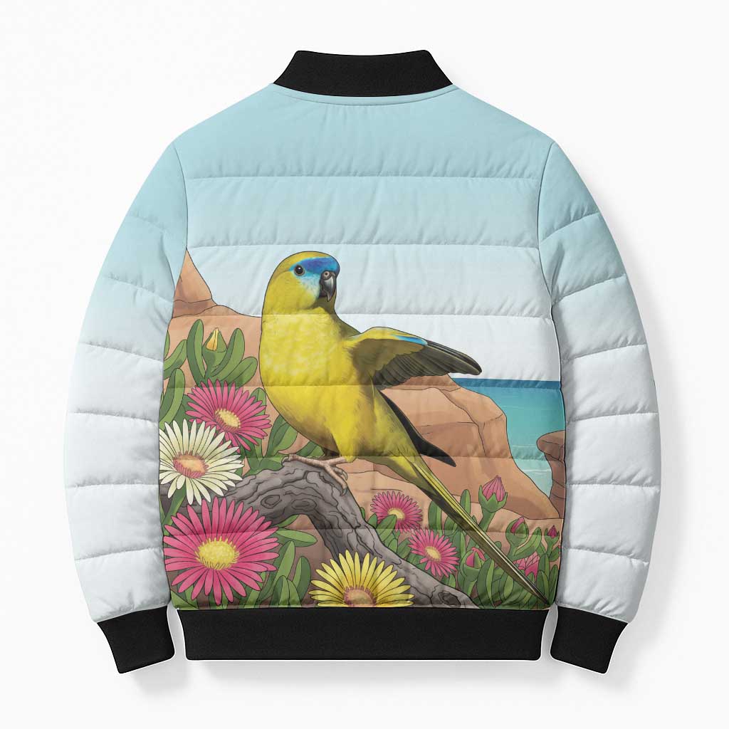 Australia Rock Parrot Bomber Puffer Jacket Pigface Carpobrotus Rocky Island Vibes - Aussie Hoodie