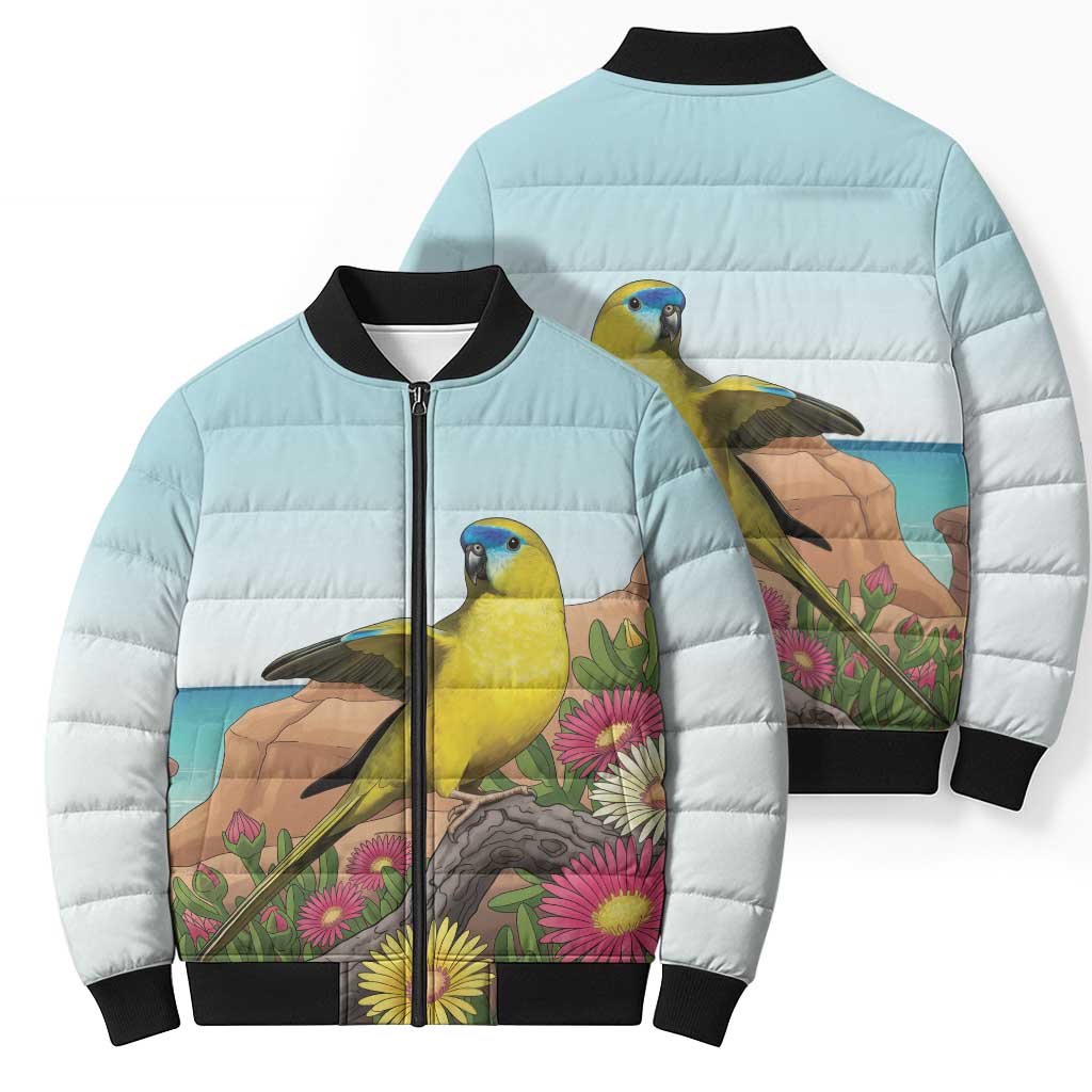 Australia Rock Parrot Bomber Puffer Jacket Pigface Carpobrotus Rocky Island Vibes - Aussie Hoodie