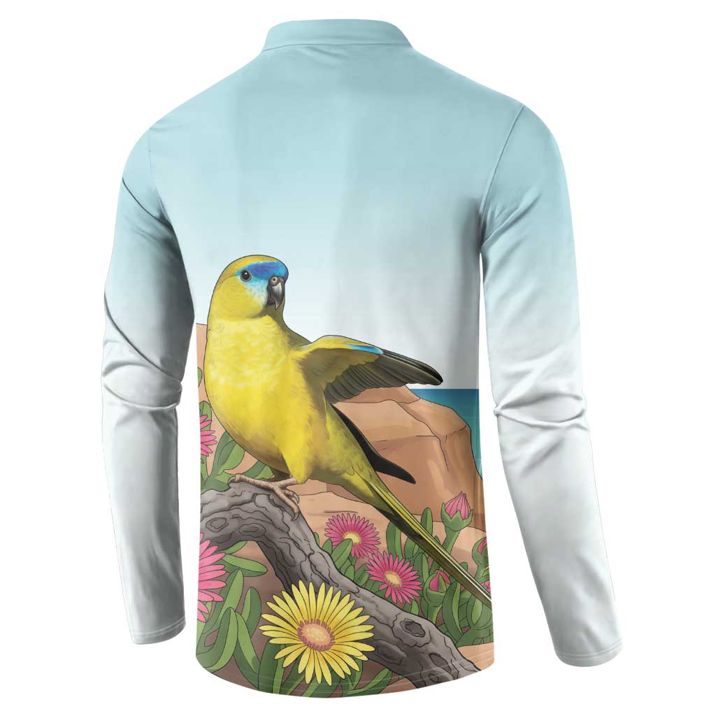 Australia Rock Parrot Button Sweatshirt Pigface Carpobrotus Rocky Island Vibes - Aussie Hoodie