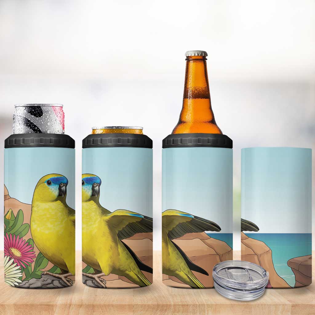 Australia Rock Parrot 4 in 1 Can Cooler Tumbler Pigface Carpobrotus Rocky Island Vibes - Aussie Hoodie