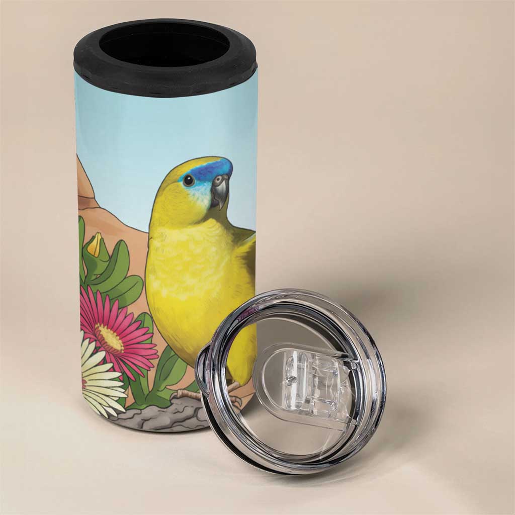 Australia Rock Parrot 4 in 1 Can Cooler Tumbler Pigface Carpobrotus Rocky Island Vibes - Aussie Hoodie