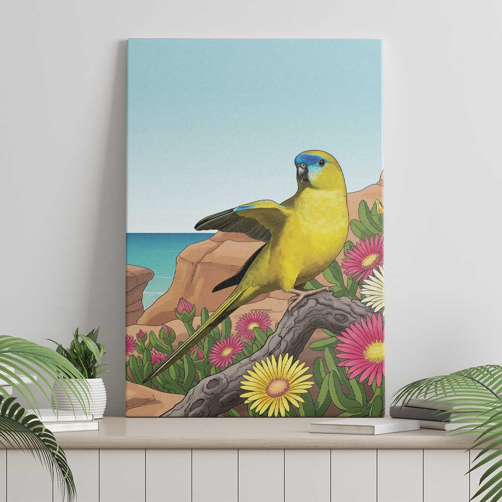 Australia Rock Parrot Canvas Wall Art Pigface Carpobrotus Rocky Island Vibes - Aussie Hoodie