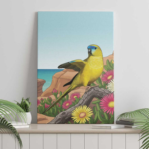 Australia Rock Parrot Canvas Wall Art Pigface Carpobrotus Rocky Island Vibes - Aussie Hoodie