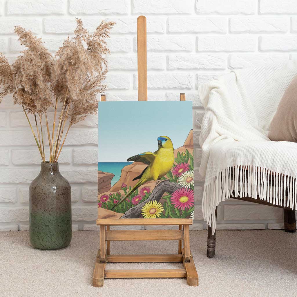 Australia Rock Parrot Canvas Wall Art Pigface Carpobrotus Rocky Island Vibes - Aussie Hoodie