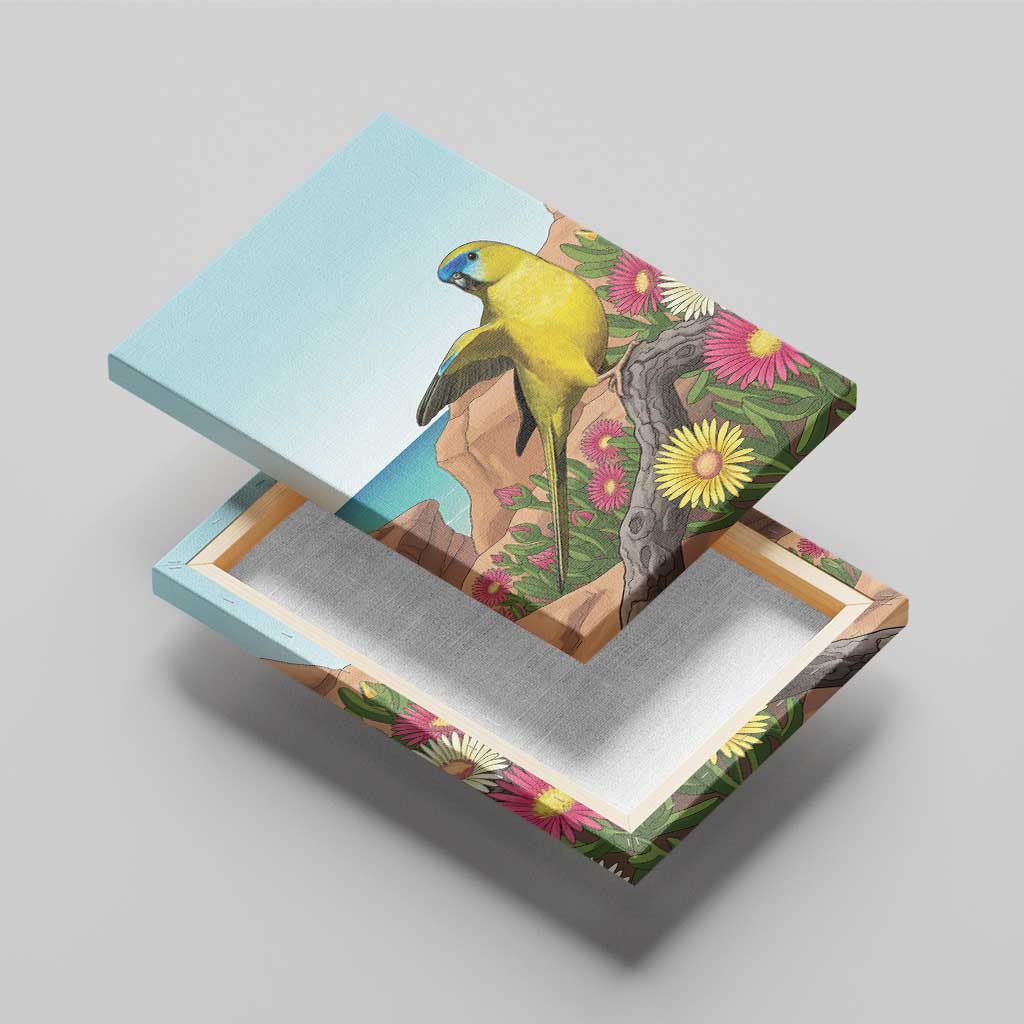 Australia Rock Parrot Canvas Wall Art Pigface Carpobrotus Rocky Island Vibes - Aussie Hoodie