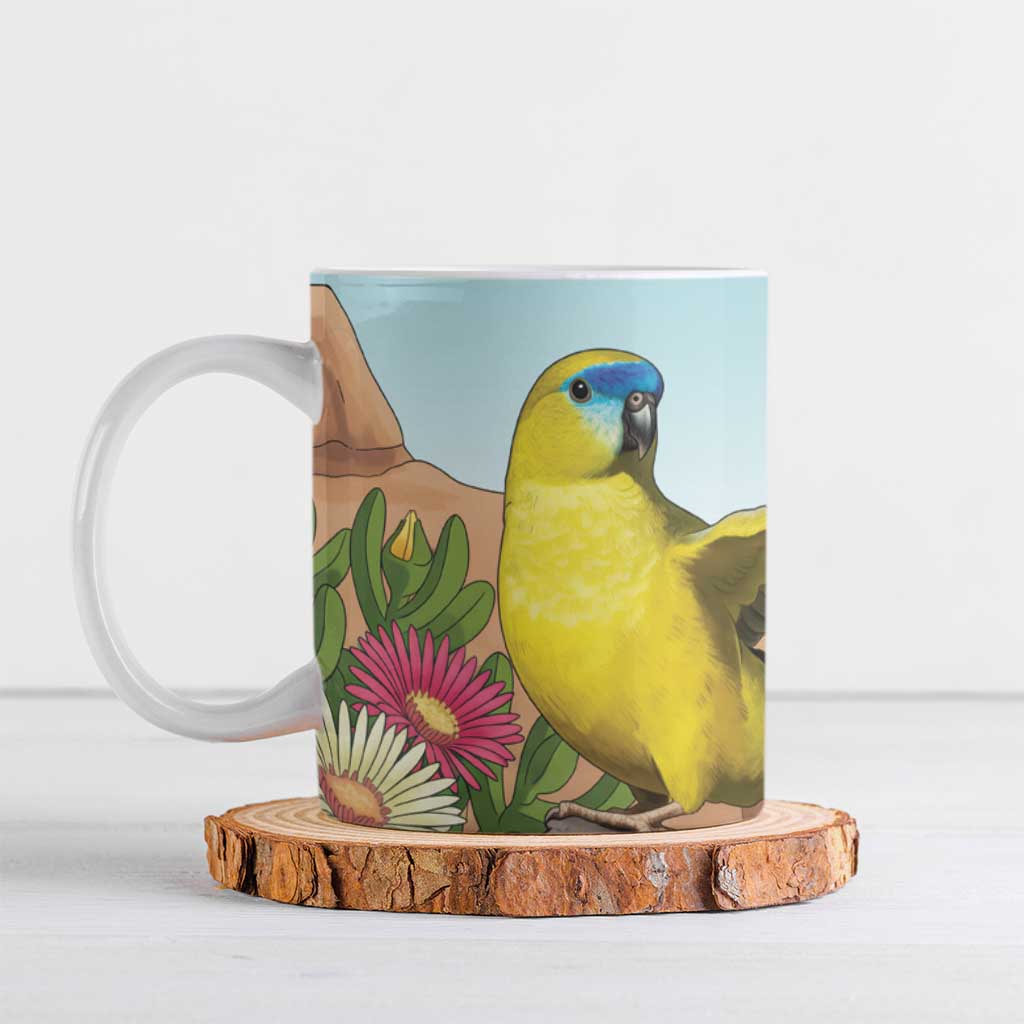 Australia Rock Parrot Ceramic Mug Pigface Carpobrotus Rocky Island Vibes - Aussie Hoodie
