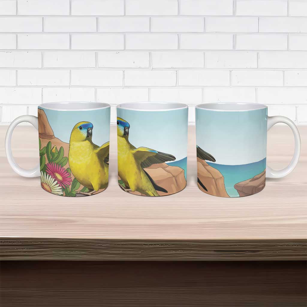 Australia Rock Parrot Ceramic Mug Pigface Carpobrotus Rocky Island Vibes - Aussie Hoodie
