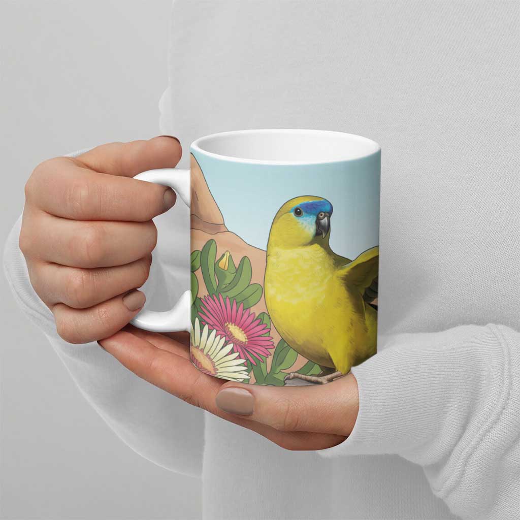Australia Rock Parrot Ceramic Mug Pigface Carpobrotus Rocky Island Vibes - Aussie Hoodie