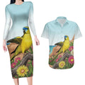 Australia Rock Parrot Couples Matching Long Sleeve Bodycon Dress and Hawaiian Shirt Pigface Carpobrotus Rocky Island Vibes - Aussie Hoodie