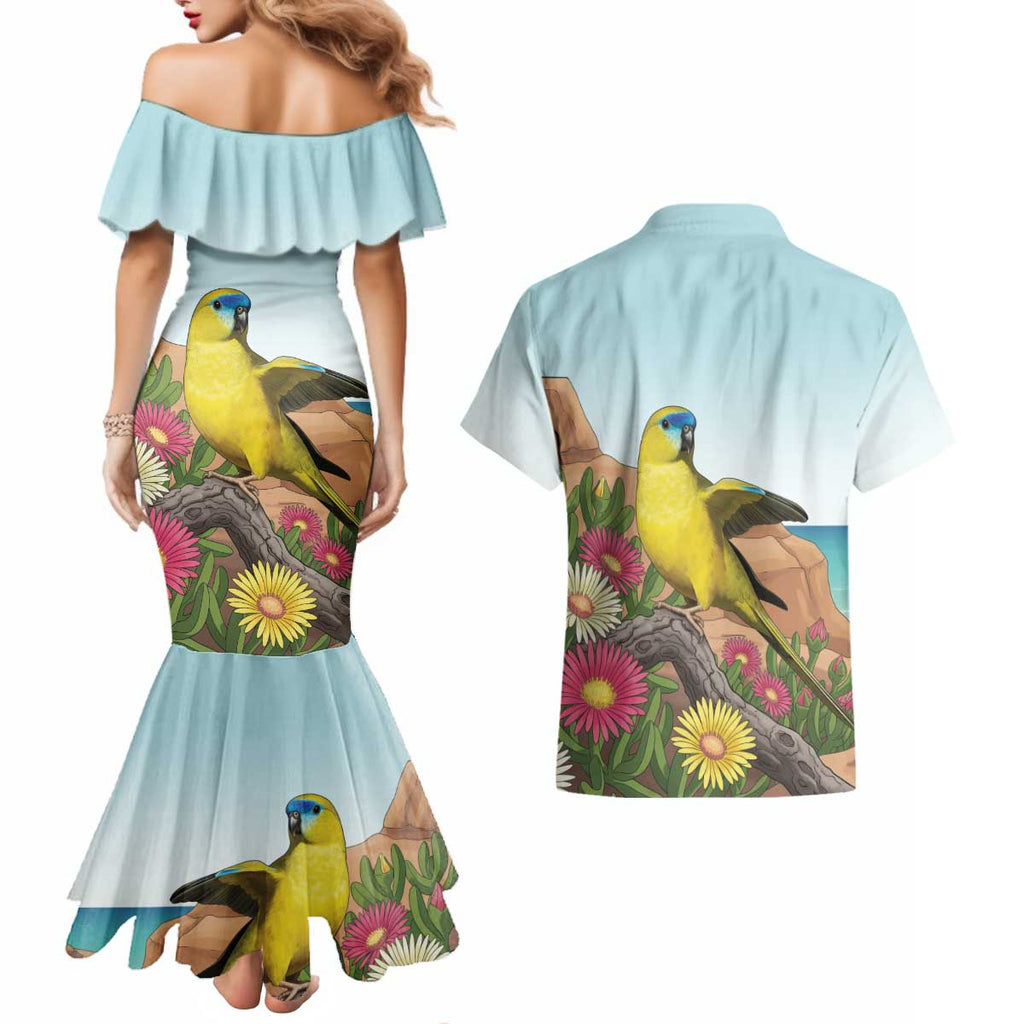 Australia Rock Parrot Couples Matching Mermaid Dress and Hawaiian Shirt Pigface Carpobrotus Rocky Island Vibes - Aussie Hoodie
